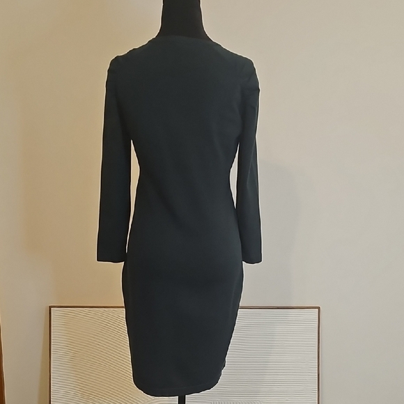 Calvin Klein Dark Green Puff Sleeve Sweater Dress - Picture 2 of 9